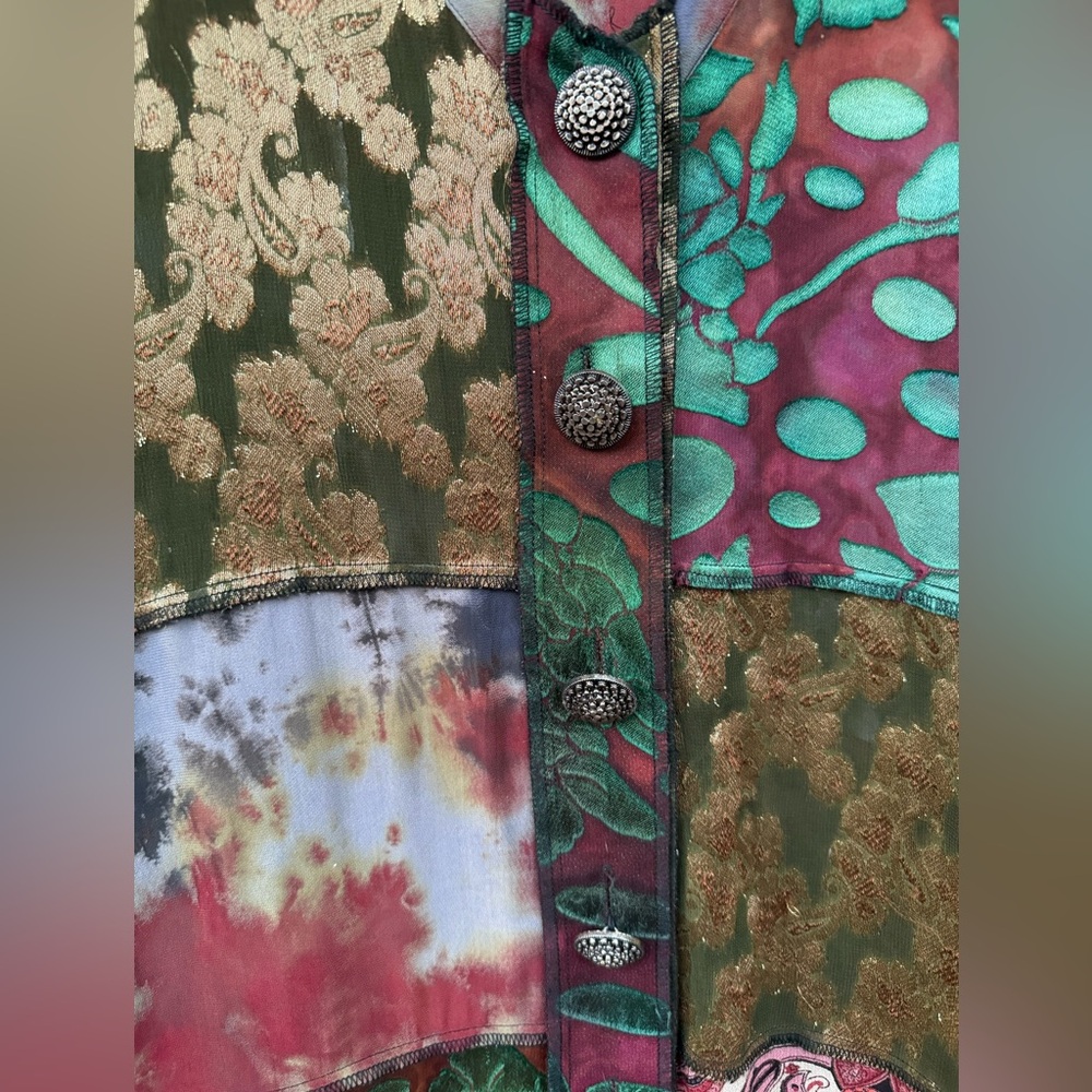 Sterling Styles Silk Patchwork Tunic Top One Size… - image 6